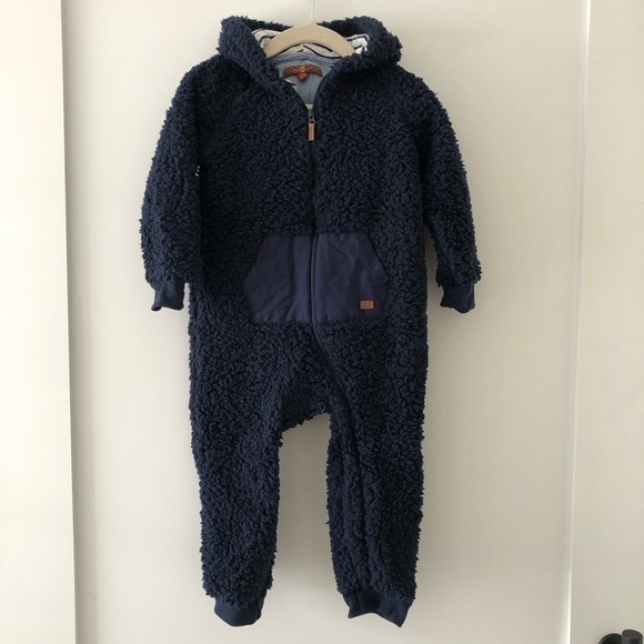 7 For All Mankind Other - 7 For All Mankind Blue Sherpa Baby Jumpsuit 24M